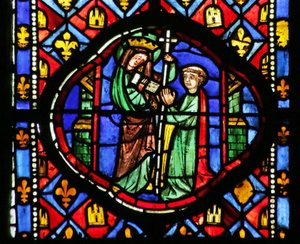 Vitrail représentant la Vierge rendant l